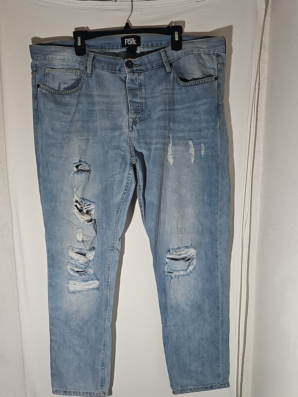Slim Straight Light Blue Distressed Men's Jeans